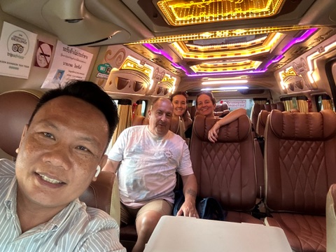 Mr. Kasem with happy customers on a Bangkok tour