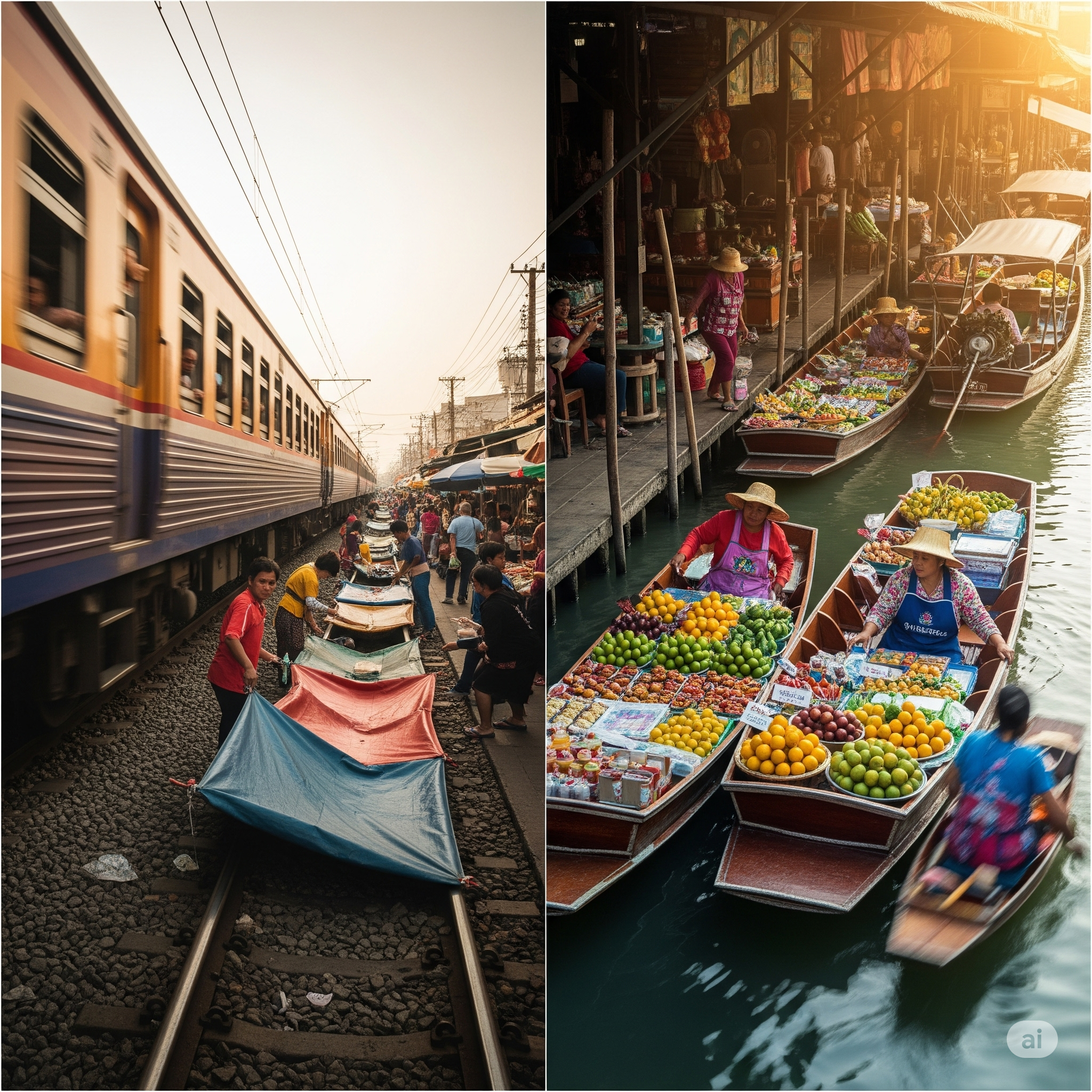 Private Tour: Maeklong Railway Market & Floating Market Experience